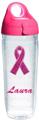 Pink Sequins Ribbon Personalized Tervis Water Bottle