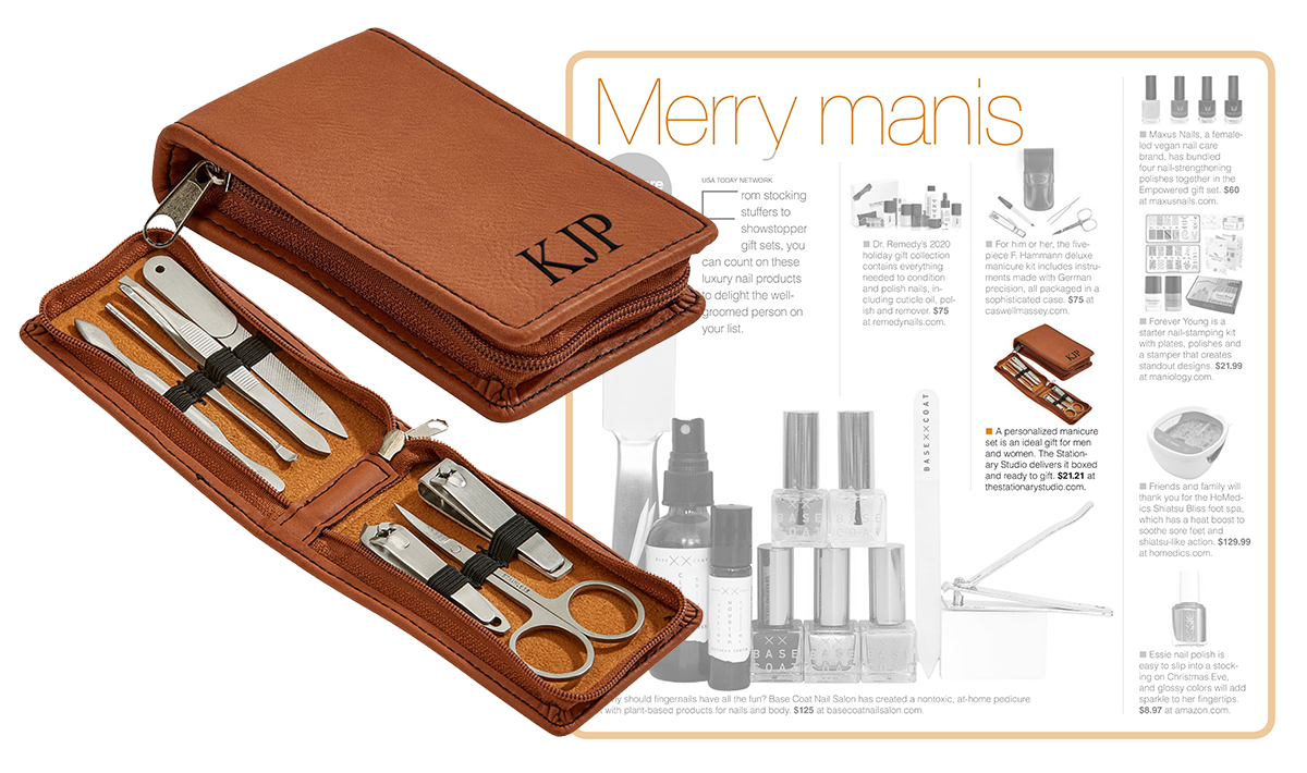 Personalized Caramel Leatherette Manicure Set