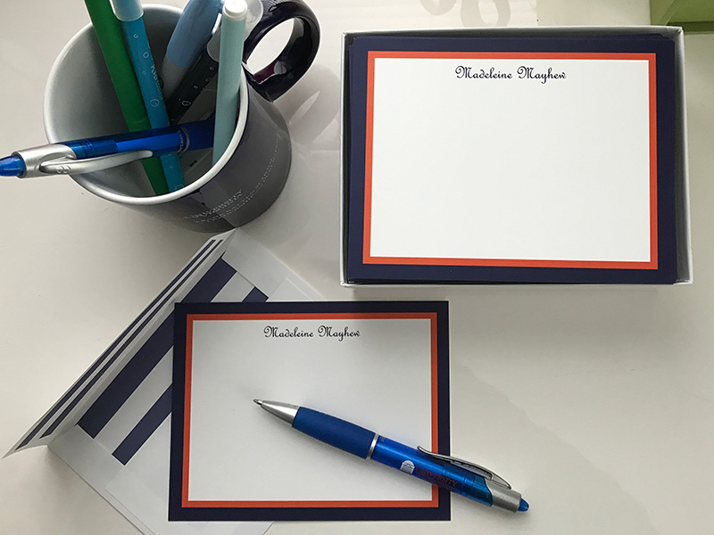 Blue and Orange Borders Flat Note Cards