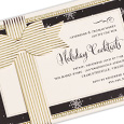 Black with Gold Striped Bow Die-cut Wrap Invitations